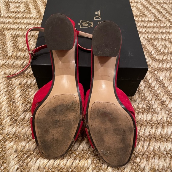 Massimo Dutti red suede heeled sandals - Picture 5 of 7